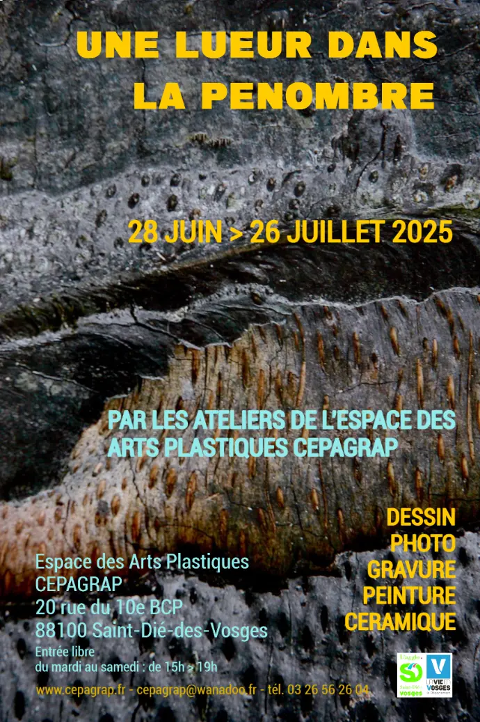 Une lueur dans la pénombre du 2! juin au 26 juillet 2025 au cepagrap du mardi au samedi de 15h à 19h